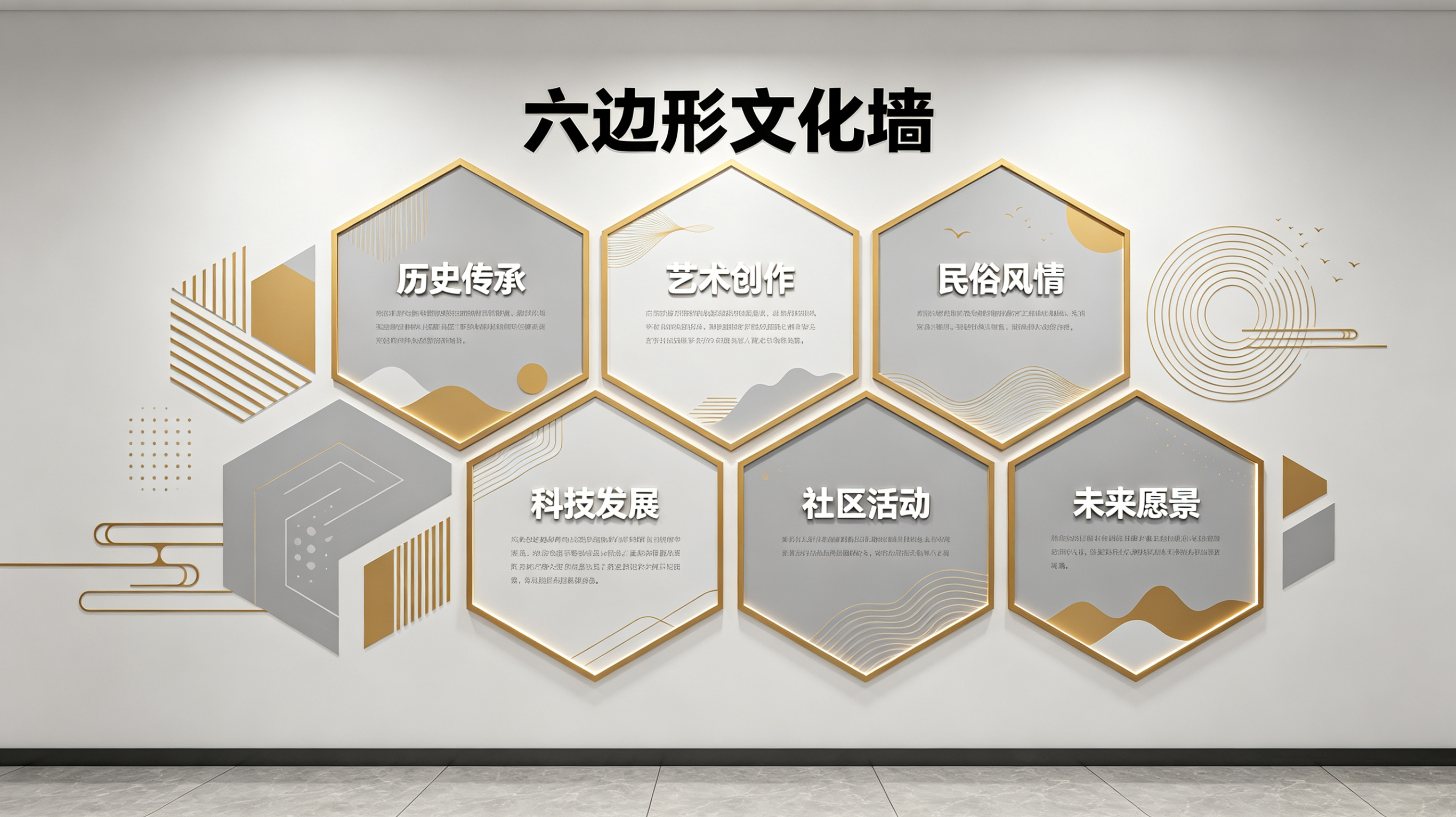  孟州企业文化墙 | 六边形信息美学